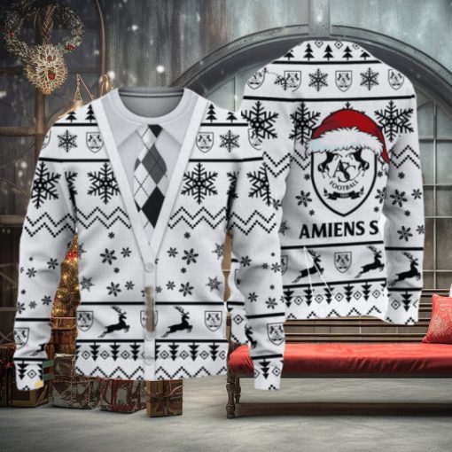 Ligue Amiens SC Santa Hat Ugly Sweater AOP Snow Flowers For Mens Christmas