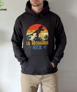 Lil Bro Saurus T Rex Dinosaur Lil Bro 2 kids Family Matching T Shirt