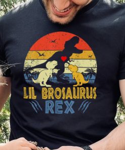 Lil Bro Saurus T Rex Dinosaur Lil Bro 2 kids Family Matching T Shirt