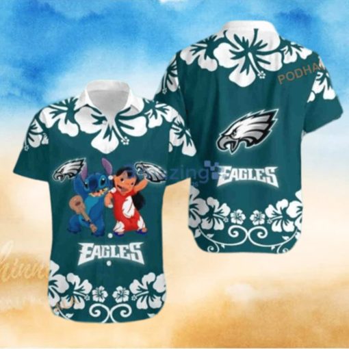 Lilo And Stitch NFL Philadelphia Eagles Hawaiian Shirt Disney Aloha Shirt