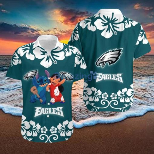 Lilo And Stitch NFL Philadelphia Eagles Hawaiian Shirt Summer Beach Gift