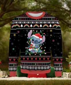 Lilo And Stitch Playing With Lights Ugly Christmas Sweater