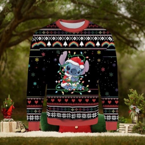 Lilo And Stitch Playing With Lights Ugly Christmas Sweater