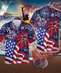 Limited NHL St. Louis Blues US Flag Pattern Firework Memory Men Women AOP Hawaiian Shirt