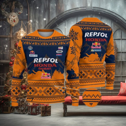 Limited Repsol Honda Team Ugly Christmas Sweater Gift For Holiday