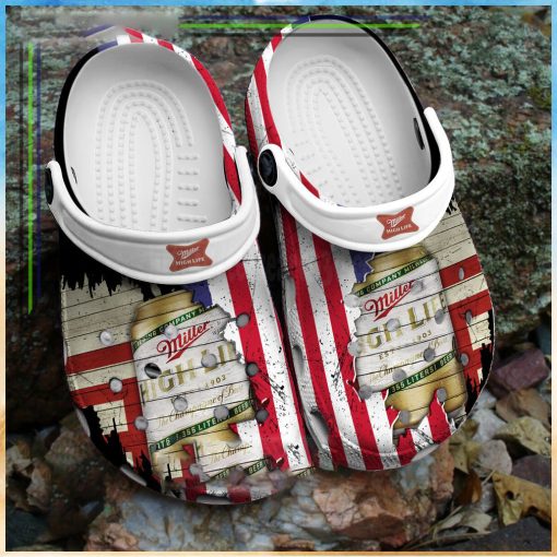 Limitted Edition Usa Flag Pattern Miller High Life Crocs Clog Shoes