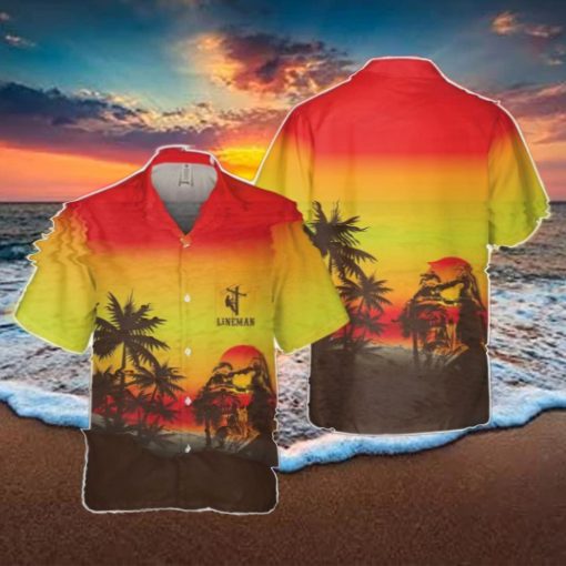 Lineman Sunset Pocket Hawaiian Shirt Beach Shirt For Men Women