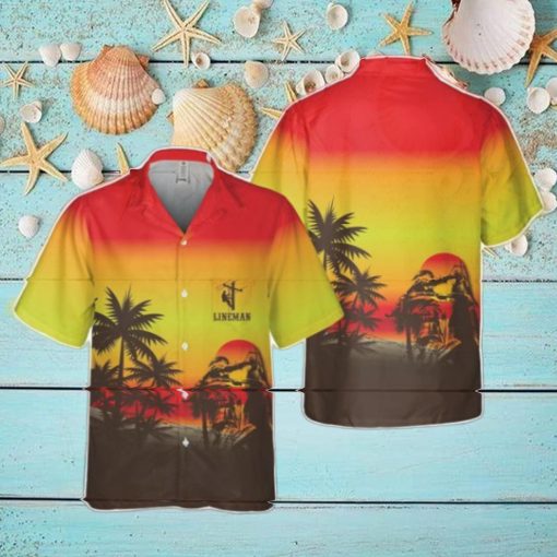 Lineman Sunset Pocket Hawaiian Shirt Beach Shirt For Men Women