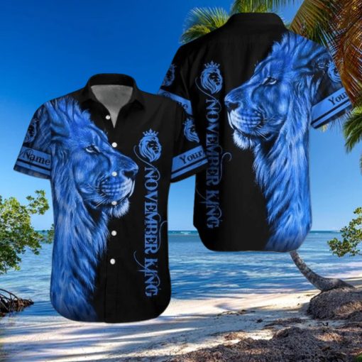 Lion November Guy Custom Name Hawaiian Shirt