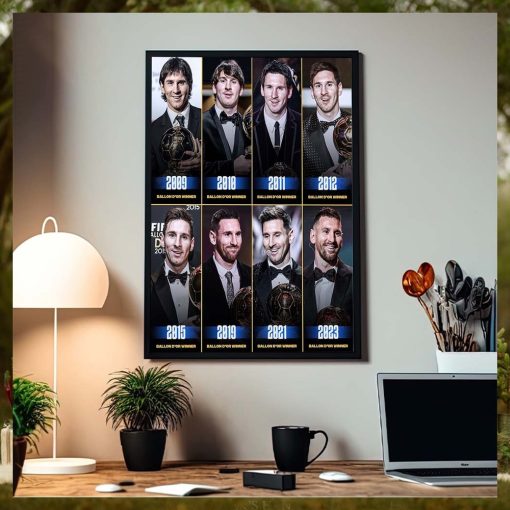 Lionel Messi All Ballon D’Or Winner From 2009 to 2023 Home Decor Poster Canvas
