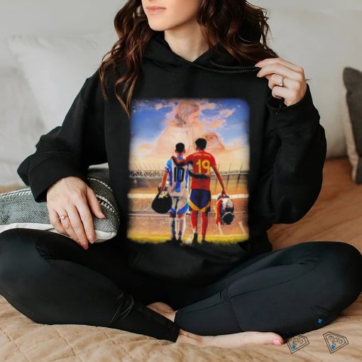 Lionel Messi and Lamine Yamal Champions shirt