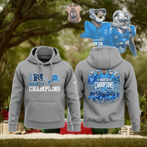 Lions 2023 Nfc North Division Champions 3D Gray Hoodie Jogger Set Hoodie