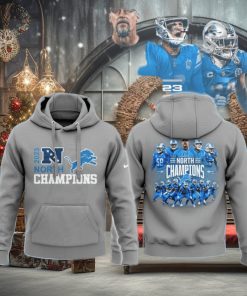 Lions 2023 Nfc North Division Champions 3D Gray Hoodie Jogger Set Hoodie