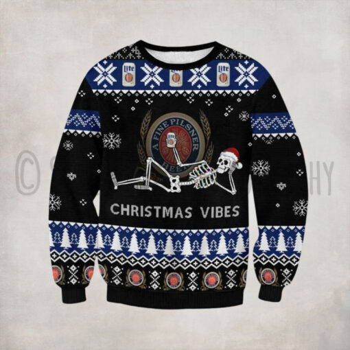 Lite Christmas Vibes Skull Ugly Christmas Sweater