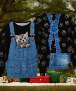 Little Cat In The Pocket Overall 3D Full Print Ugly Sweater Christmas Gift Sweater