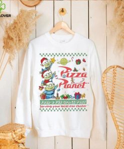 Little Green Aliens Pizza Pianel Food And Fun Space Port Serving Your Local Star Cluster Christmas shirt