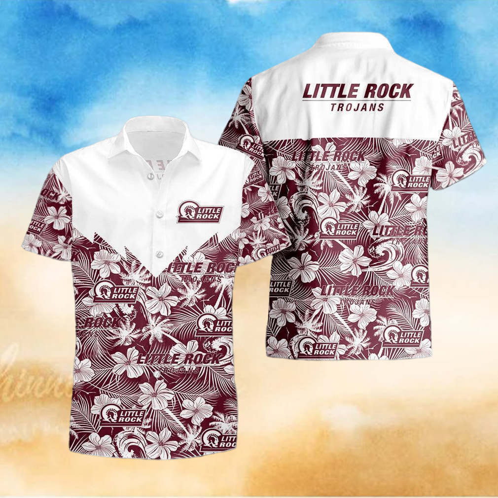 Little Rock Trojans 3D Hawaiian Shirt Tropical Seamless NCAA Summer Beach For Fans Gift Little Rock Trojans 3D Hawaiian Shirt Tropical Seamless NCAA Summer Beach For Fans Gift