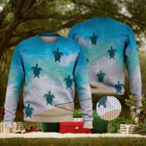 Little Turtles Back To Ocean 3D Full Print Ugly Sweater Christmas Gift Sweater