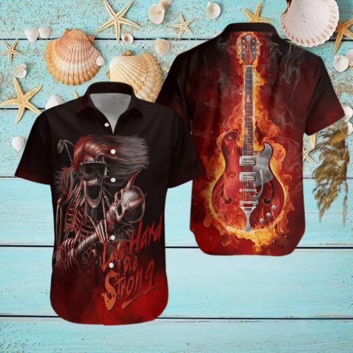 Live Hard Die Strong Skull Guitar Hawaiian Aloha Shirts