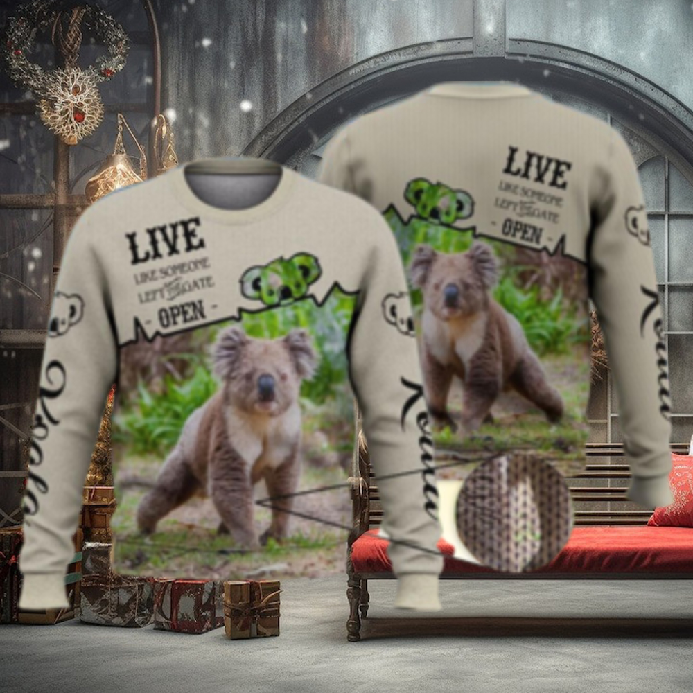 Live Like Some One Leave The Gat Open Koala 3D Full Print Ugly Sweater Christmas Gift Sweater Live Like Some One Leave The Gat Open Koala 3D Full Print Ugly Sweater Christmas Gift Sweater