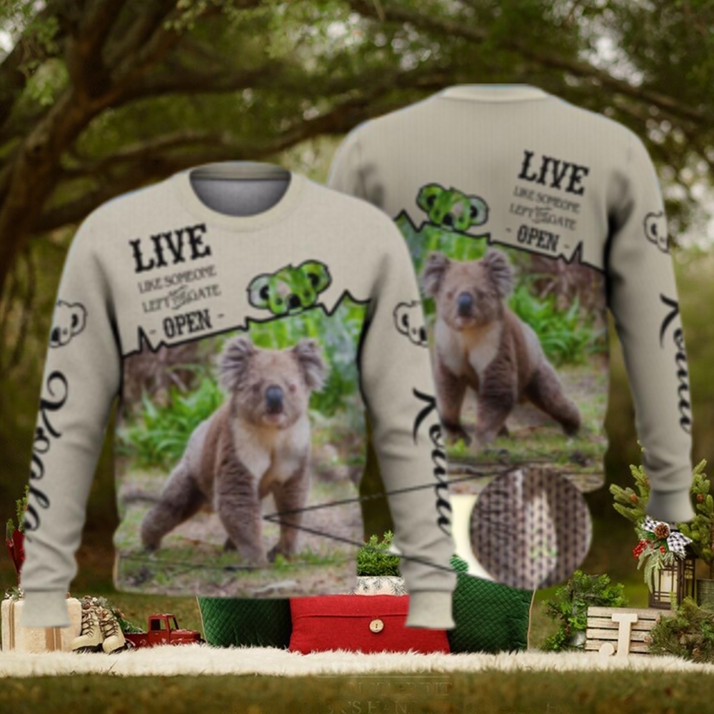 Live Like Some One Leave The Gat Open Koala 3D Full Print Ugly Sweater Christmas Gift Sweater Live Like Some One Leave The Gat Open Koala 3D Full Print Ugly Sweater Christmas Gift Sweater