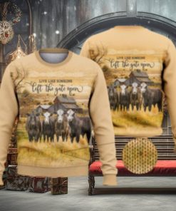 Live Like Someone Left The Door Open Cow Countryside Shirts 3D Ugly Sweater Christmas Gift Sweater