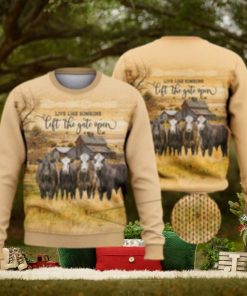 Live Like Someone Left The Door Open Cow Countryside Shirts 3D Ugly Sweater Christmas Gift Sweater