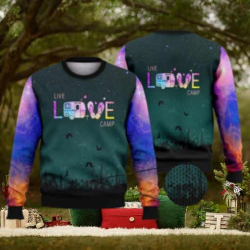 Live Love Camping Galaxy Full Print 3D Ugly Sweater Christmas Gift Sweater