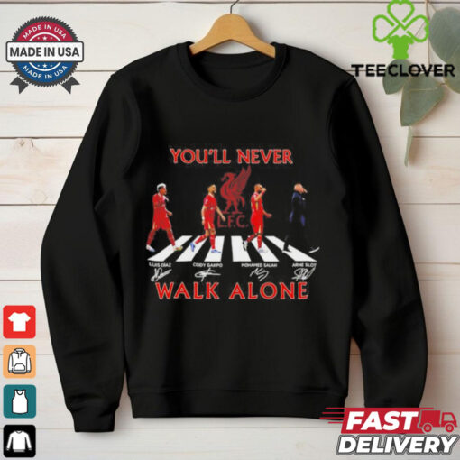 Liverpool FC Arne Slot Mohamed Salah Cody Gakpo and Luis Diaz you’ll never walk alone signatures shirt