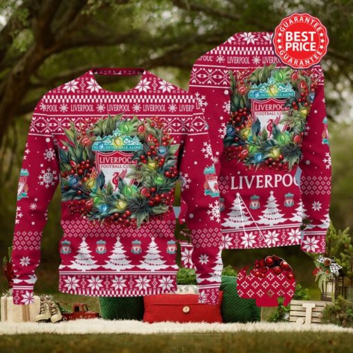 Liverpool FC Premier League Laurel Wreath Ugly Christmas Sweater