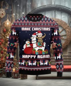 Llama Sloth Make Christmas Happy Again Ugly Christmas Sweater