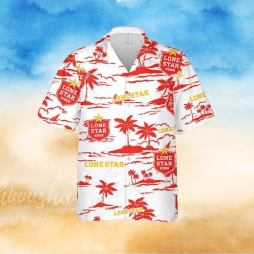 Lone Star Hawaiian Button Up Shirt Island Palm Leaves Loves