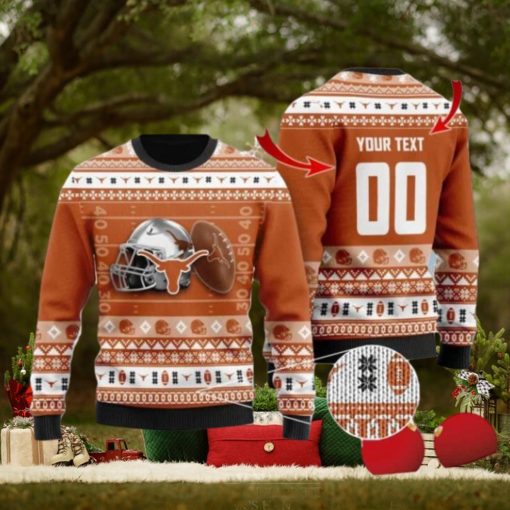 Longhorns Custom Name & Number Personalized Knitted Ugly Christmas Sweater