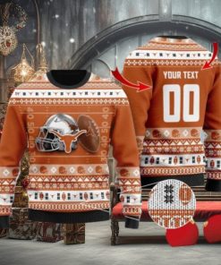 Longhorns Custom Name & Number Personalized Knitted Ugly Christmas Sweater