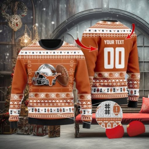 Longhorns Custom Name & Number Personalized Knitted Ugly Christmas Sweater