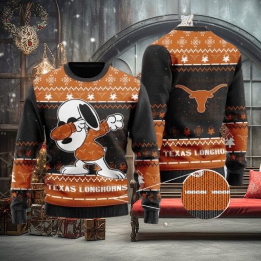 Longhorns Snoopy Dabbing Knitted Ugly Christmas Sweater