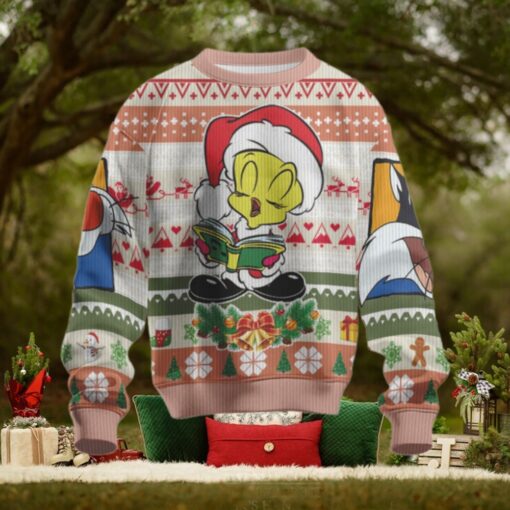 Looney Tunes Christmas Reading Tweetybird Funny Sylvester Ugly Christmas Sweater