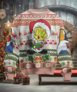 Looney Tunes Christmas Reading Tweetybird Funny Sylvester Ugly Christmas Sweater