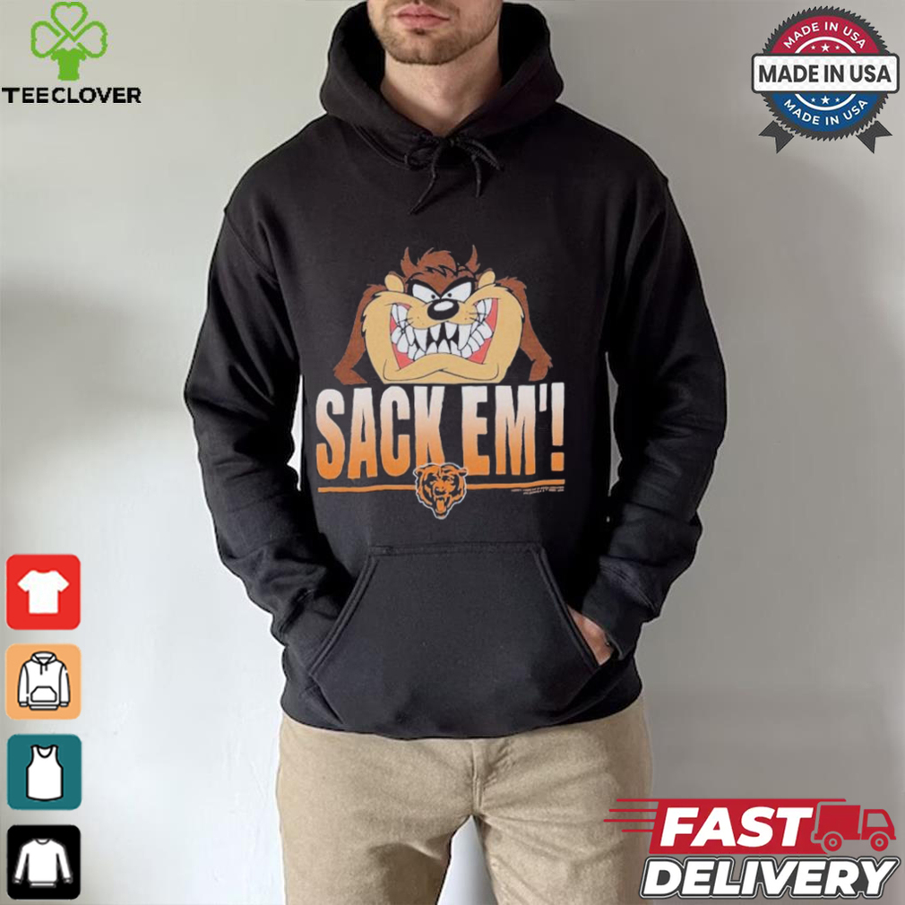 Looney Tunes Taz Tasmania Sack Em’ x Chicago Bears T Shirts Looney Tunes Taz Tasmania Sack Em’ x Chicago Bears T Shirts