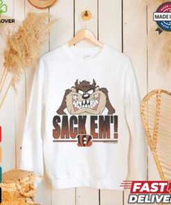 Looney Tunes Taz Tasmania Sack Em’ x Cincinnati Bengals T Shirts 1 Looney Tunes Taz Tasmania Sack Em’ x Cincinnati Bengals T Shirts