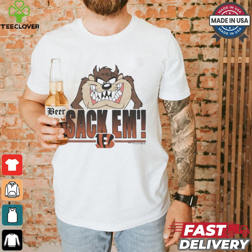 Looney Tunes Taz Tasmania Sack Em’ x Cincinnati Bengals T Shirts Looney Tunes Taz Tasmania Sack Em’ x Cincinnati Bengals T Shirts
