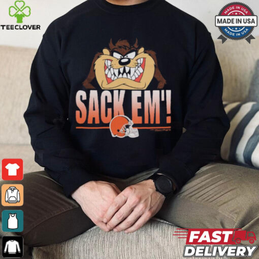 Looney Tunes Taz Tasmania Sack Em’ x Cleveland Browns T Shirts