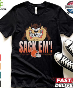Looney Tunes Taz Tasmania Sack Em’ x Cleveland Browns T Shirts