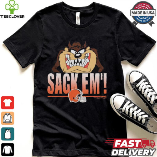 Looney Tunes Taz Tasmania Sack Em’ x Cleveland Browns T Shirts