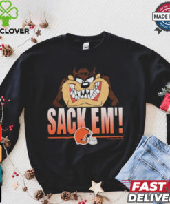 Looney Tunes Taz Tasmania Sack Em’ x Cleveland Browns T Shirts