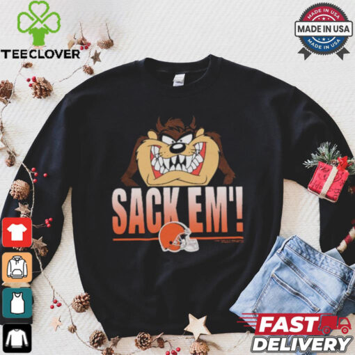 Looney Tunes Taz Tasmania Sack Em’ x Cleveland Browns T Shirts
