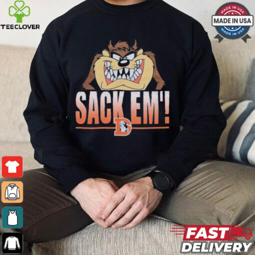 Looney Tunes Taz Tasmania Sack Em’ x Denver Broncos T Shirts