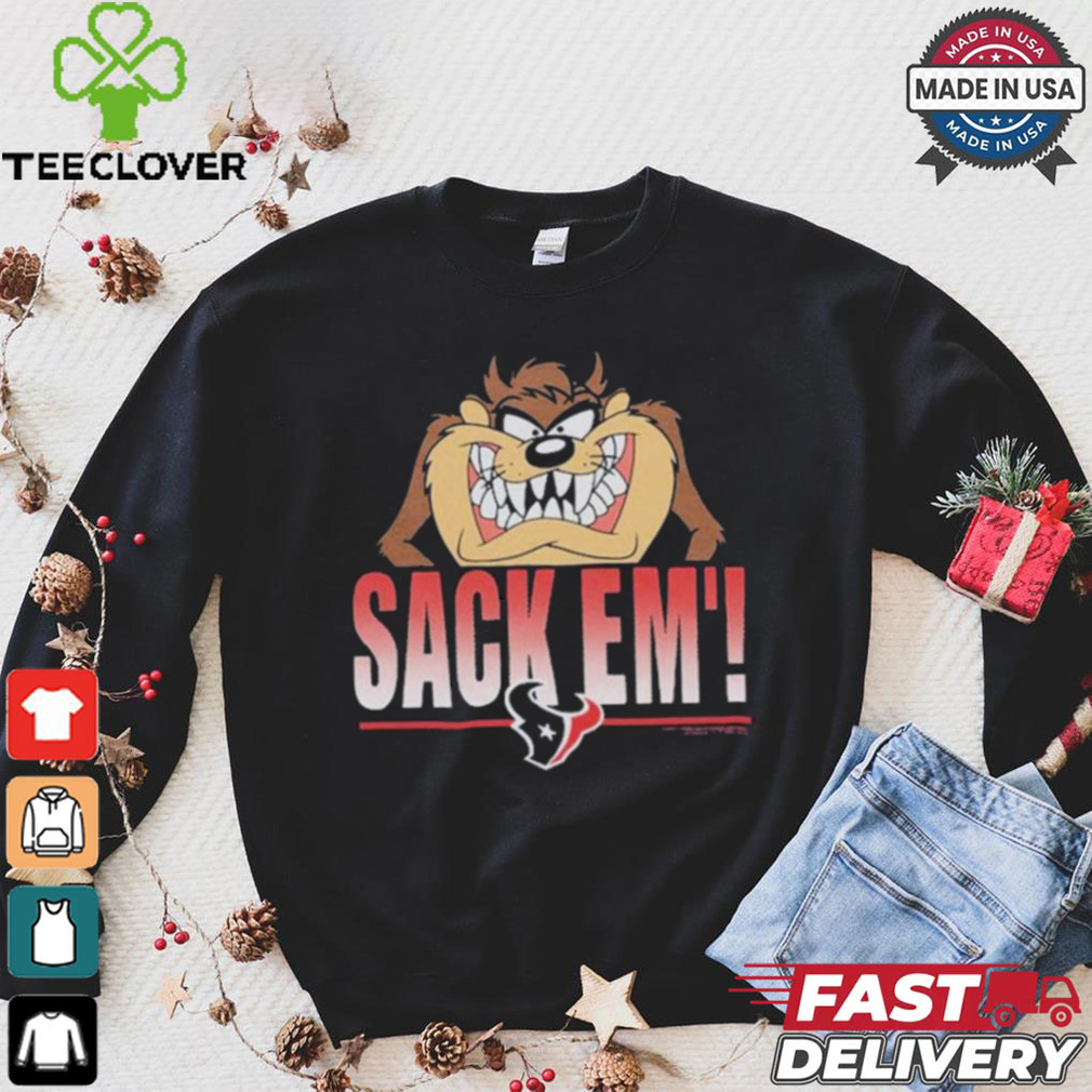 Looney Tunes Taz Tasmania Sack Em’ x Houston Texans T Shirts Looney Tunes Taz Tasmania Sack Em’ x Houston Texans T Shirts