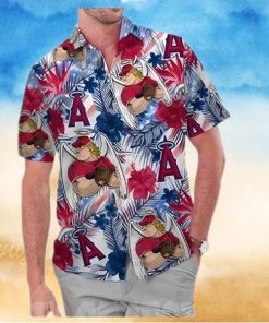 Los Angeles Angels America Flag Tropical Floral MLB Aloha Hawaiian Shirt