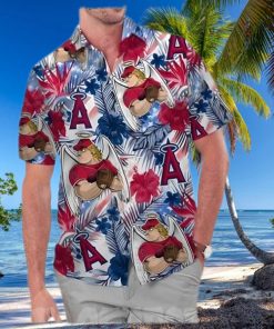 Los Angeles Angels America Flag Tropical Floral MLB Aloha Hawaiian Shirt